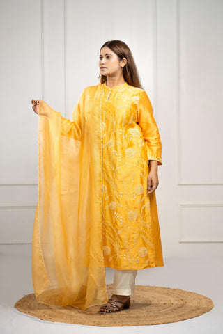 French Knot Kurta | Kurta With Dupatta | Burnt Orange - You Ensembles