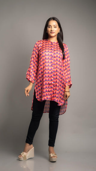 Digital Print Satin Shirt - You Ensembles