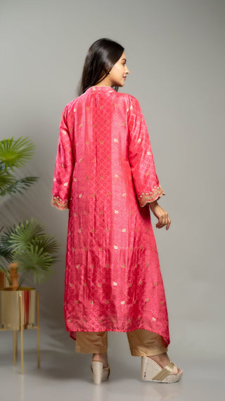 Bandhej Print Kurta | Pink | Kurta With Pant sold separately - You Ensembles