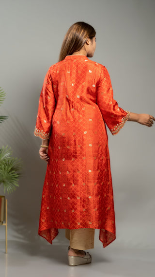 Bandhej print kurta | Red | Kurta With Pant sold separately - You Ensembles