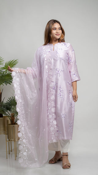 Chanderi Silk Kurta | Kurta with pant and dupatta - You Ensembles