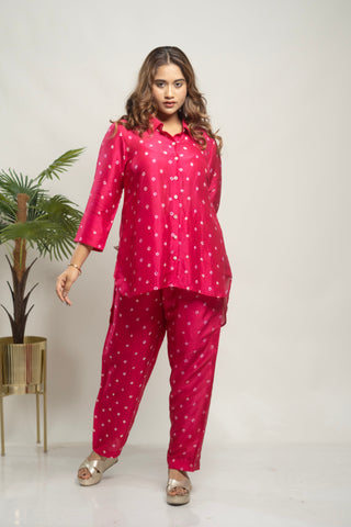 Bandhej Co-ord Set Hot Pink - You Ensembles