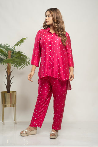 Bandhej Co-ord Set Hot Pink - You Ensembles