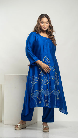 Bandhej Kurta Set Hot Blue kurta sets for women