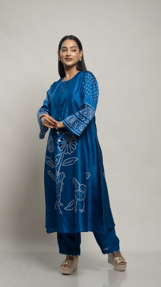 Bandhej Kurta Set Blue - You Ensembles