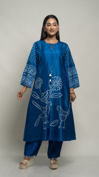 Bandhej Kurta Set Blue - You Ensembles