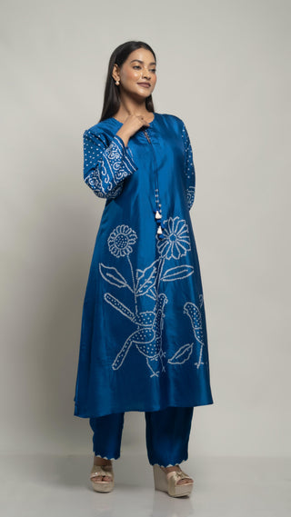 Bandhej Kurta Set Blue - You Ensembles