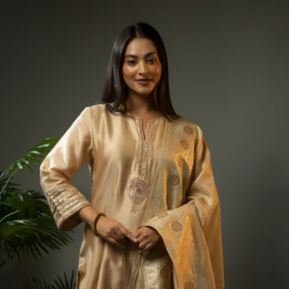 Chanderi Silk Gota Kurta Set - You Ensembles