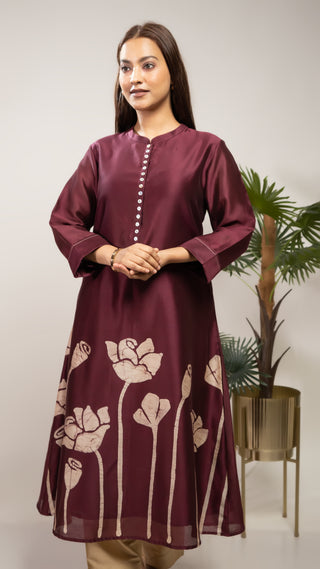 Chanderi Silk Batik Tunic Kurta – Classic Traditional Print