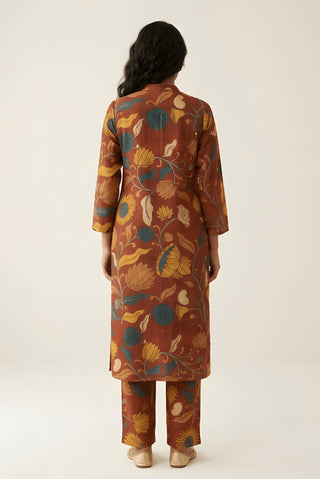 Dola Silk Co-ordset Mukaish Brown