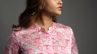 Printed Pink Satin Shirt - You Ensembles