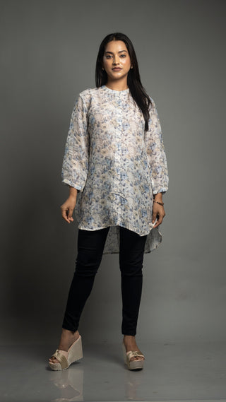 Digital Print Cotton Linen Shirt with modern design and lightweight fabric.