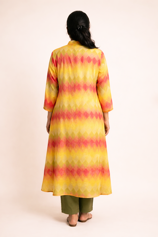Muslin Yellow Print with Sequins highlight
