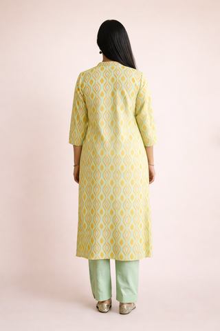 Muslin Light Green Printed Tunic