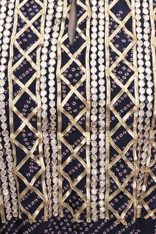 Navy Blue Bandhej Print Kaftaan