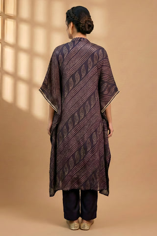 Navy Blue Bandhej Print Kaftaan