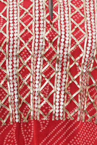 Red Bandhej Print Kaftaan