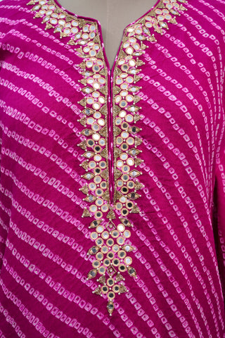 Ambla Work Kaftaan in Georgette Rani Pink