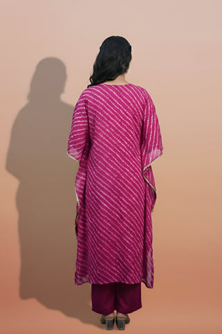 Ambla Work Kaftaan in Georgette Rani Pink