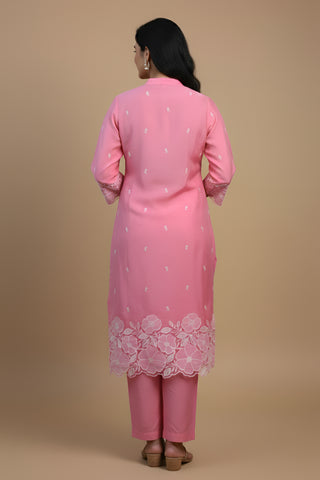 Pink Organza Tunic With Pant