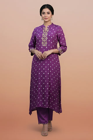 Bandhej Kurta Set Muslin