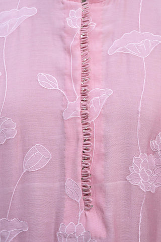 Lotus Applique Kurta & Pant Pink