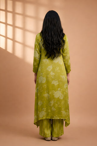 Green Floral Print Co-ord Set | Modal Satin