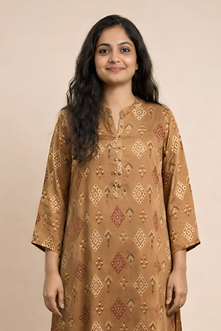 Co-ordset in Modal Satin Brown