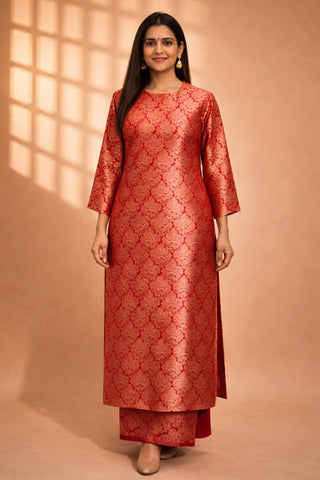 Brocade Silk Co-ordset Red