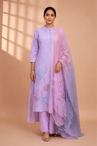 Shaded Applique Dupatta Set