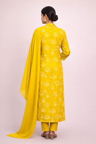 Chanderi Mal Kurta Set with Sequins Work