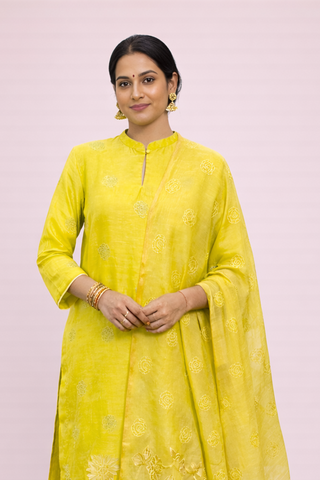 Chanderi Mal & Tissue Applique Kurta Set