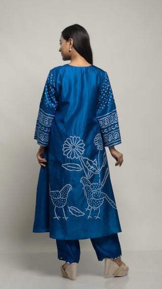 Bandhej Kurta Set Blue - You Ensembles