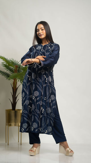 Chanderi Silk Kurta Hot Blue kurta sets for women