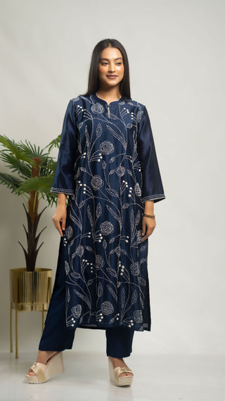 Chanderi Silk Kurta Hot Blue kurta sets for women