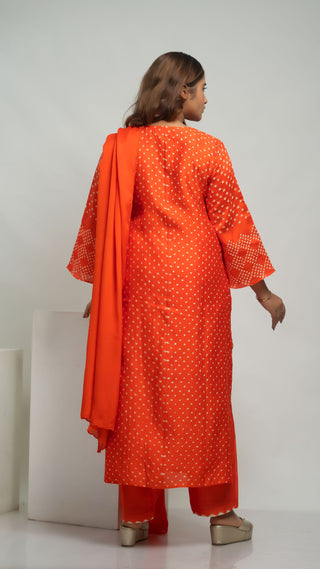 Bandhej Kurta Orange kurta sets for women