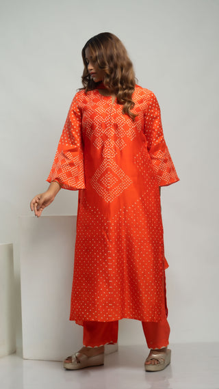 Bandhej Kurta Orange kurta sets for women