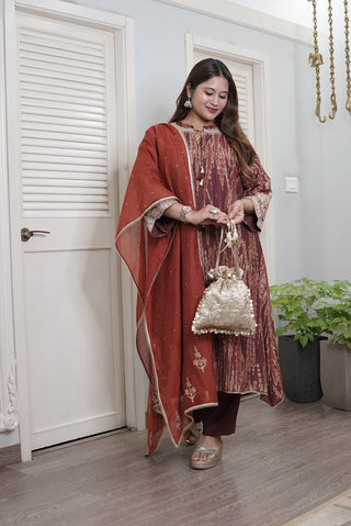 Shibori Mania Kurta | Brown & Burgundy | SKU P-413 | Original DSC00909