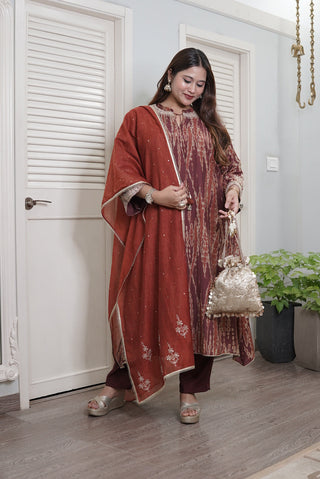 Shibori Mania Kurta | Brown & Burgundy | SKU P-413 | Original DSC00911