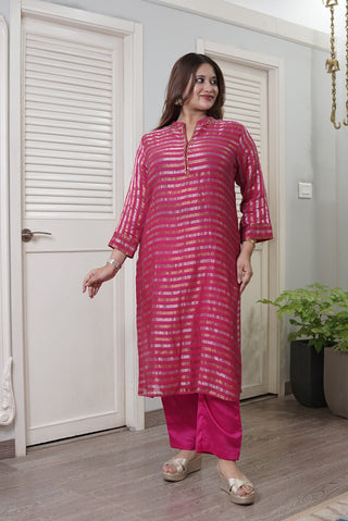 You Ensembles Benarsi Shapes Kurta | Maroon, P387B, view 1