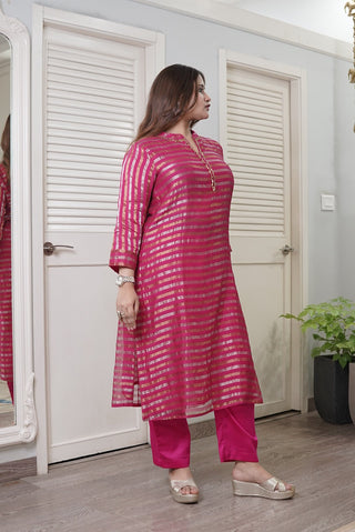 You Ensembles Benarsi Shapes Kurta | Maroon, P387B, view 2