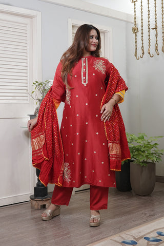 Karvachauth Special Floral Kurta | Red | SKU P419 | Original DSC00835