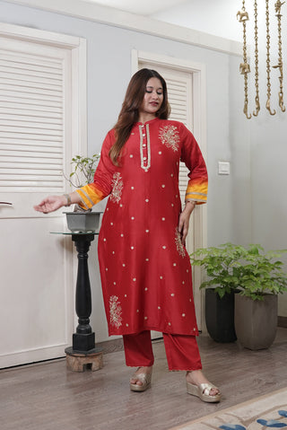 Karvachauth Special Floral Kurta | Red | SKU P419 | Original DSC00850