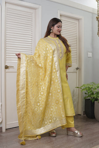 Pearly Affair Embroidered Kurta | Yellow | SKU P420B | Original DSC00969