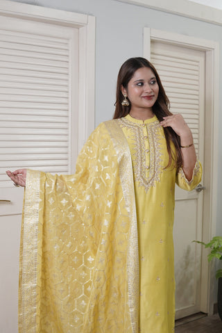 Pearly Affair Embroidered Kurta | Yellow | SKU P420B | Original DSC00972